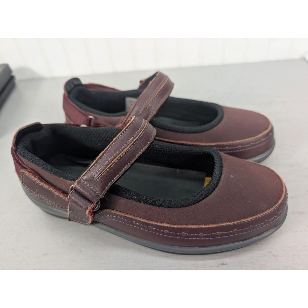 Orthofeet Women Mary Jane 879 Orthopedic Support 7 Wide Burgundy Leather Comfort